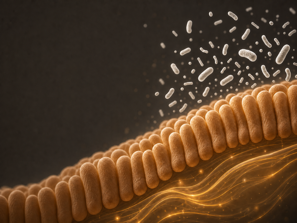 Beneficial bacteria above a supported gut lining